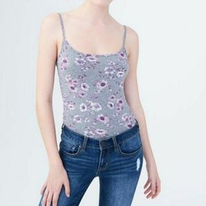 Aeropostle grey & purple flowered tank top